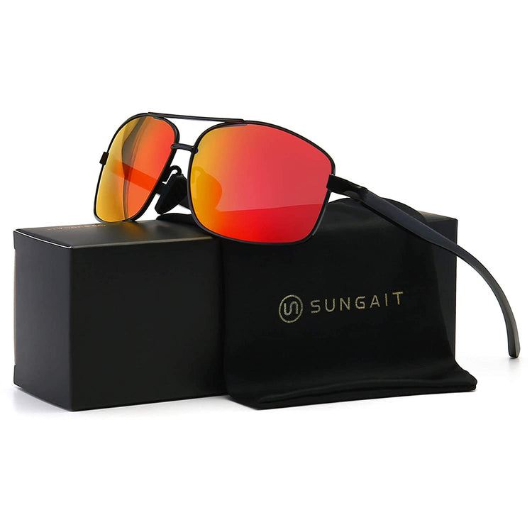 Ultra Lightweight Rectangular Polarized Sunglasses UV400 Protection
