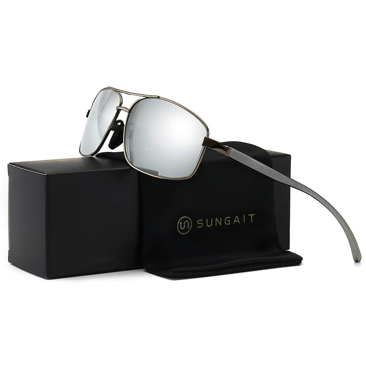 Ultra Lightweight Rectangular Polarized Sunglasses UV400 Protection