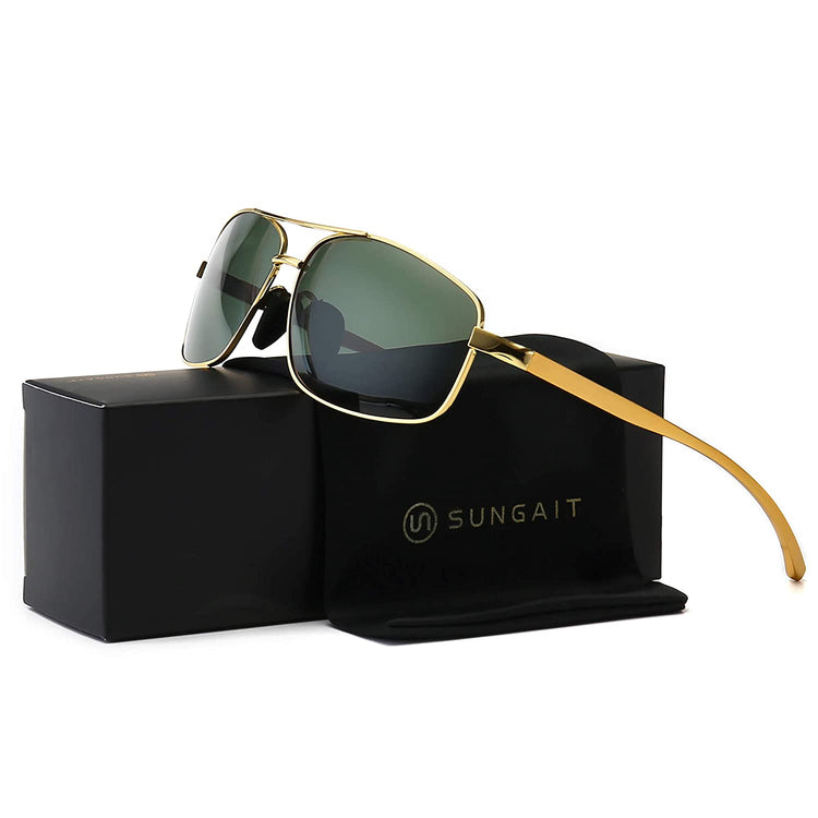 Ultra Lightweight Rectangular Polarized Sunglasses UV400 Protection